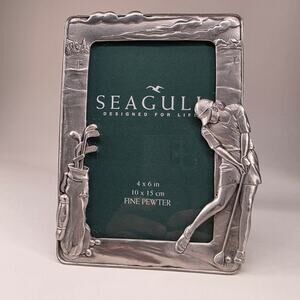 Seagull Pewter Female Golfer Golf Picture Frame 4x6 Fine Pewter
